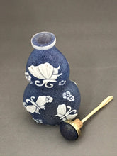 Load image into Gallery viewer, Snuff Bottle: Vintage Blue Frosted Beijing Glass with White Overlay and Four Character Mark of Qianlong