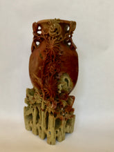 Load image into Gallery viewer, Vintage Tall Soapstone Vase with Chrysanthemums