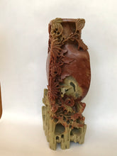 Load image into Gallery viewer, Vintage Tall Soapstone Vase with Chrysanthemums