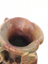Load image into Gallery viewer, Vintage Tall Soapstone Vase with Chrysanthemums