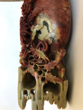 Load image into Gallery viewer, Vintage Tall Soapstone Vase with Chrysanthemums