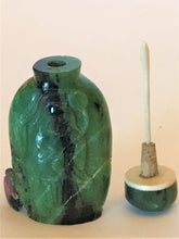 Load image into Gallery viewer, Snuff Bottle: Vintage Ruby in Zoisite Bottle of Liu Hai and the Three Legged Toad