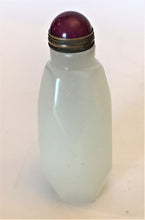 Load image into Gallery viewer, Snuff Bottle: Multi-Facetted White Glass Bottle imitating Nephrite