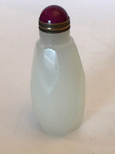 Load image into Gallery viewer, Snuff Bottle: Multi-Facetted White Glass Bottle imitating Nephrite