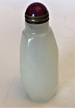 Load image into Gallery viewer, Snuff Bottle: Multi-Facetted White Glass Bottle imitating Nephrite