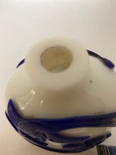 Load image into Gallery viewer, Snuff Bottle: Opaline Glass Bottle with Blue Overlay of Flowers and Birds