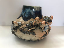 Load image into Gallery viewer, Japanese Ceramics: Rare Sumida Gawa Vase With Whimsical Figures by Famous Potter Ishiguro Koko