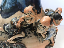 Load image into Gallery viewer, Japanese Ceramics: Rare Sumida Gawa Vase With Whimsical Figures by Famous Potter Ishiguro Koko