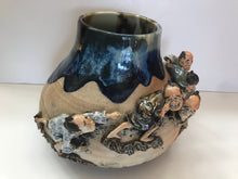 Load image into Gallery viewer, Japanese Ceramics: Rare Sumida Gawa Vase With Whimsical Figures by Famous Potter Ishiguro Koko