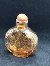 Load image into Gallery viewer, Vintage Late 19 Century Amber Beijing Glass Snuff Bottle With Gold Flecks