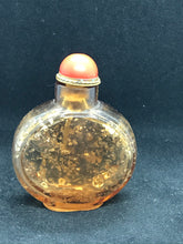Load image into Gallery viewer, Vintage Late 19 Century Amber Beijing Glass Snuff Bottle With Gold Flecks