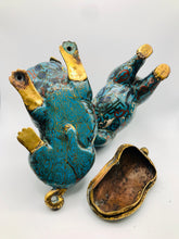 Load image into Gallery viewer, Mid 19th Century Playful Cloisonne Puppies on a Wood Stand