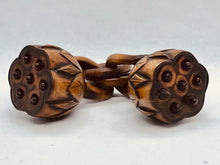 Load image into Gallery viewer, Antique Chinese Curio - Wood Carving of Interlocking Lotus Pods on a Wood Stand