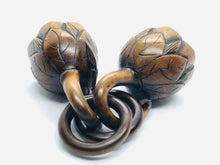 Load image into Gallery viewer, Antique Chinese Curio - Wood Carving of Interlocking Lotus Pods on a Wood Stand