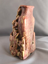 Load image into Gallery viewer, Soapstone Carving: Vintage Carving of Chrysanthemums on Craggy Rocks