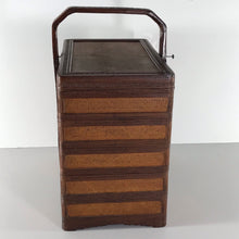 Load image into Gallery viewer, Basket: Beautiful Antique Woven Bamboo Stacked Box with Handle