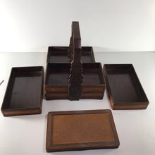 Load image into Gallery viewer, Basket: Beautiful Antique Woven Bamboo Stacked Box with Handle