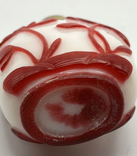 Load image into Gallery viewer, Snuff Bottle: Vintage Opaline Glass with Red Glass Overlay of Lotus