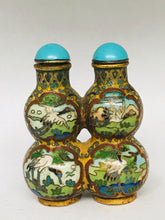 Load image into Gallery viewer, Snuff Bottle: Antique Twin Double Gourd Cloisonne Snuff Bottle