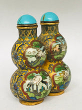 Load image into Gallery viewer, Snuff Bottle: Antique Twin Double Gourd Cloisonne Snuff Bottle