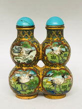 Load image into Gallery viewer, Snuff Bottle: Antique Twin Double Gourd Cloisonne Snuff Bottle