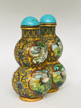 Load image into Gallery viewer, Snuff Bottle: Antique Twin Double Gourd Cloisonne Snuff Bottle