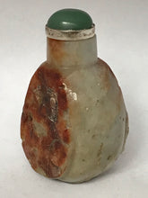 Load image into Gallery viewer, Snuff Bottle: Vintage Burmese Jade Pebble Snuff Bottle with Brown Jade Skin