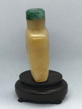 Load image into Gallery viewer, Snuff Bottle: Antique Yellow Jade Bottle with Floral Carving