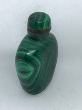 Load image into Gallery viewer, Snuff Bottle: Vintage Banded Green Malachite Snuff Bottle