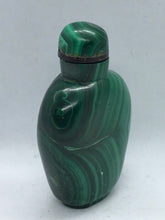Load image into Gallery viewer, Snuff Bottle: Vintage Banded Green Malachite Snuff Bottle