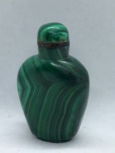 Load image into Gallery viewer, Snuff Bottle: Vintage Banded Green Malachite Snuff Bottle