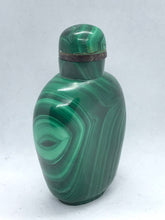 Load image into Gallery viewer, Snuff Bottle: Vintage Banded Green Malachite Snuff Bottle
