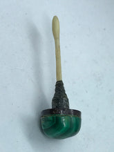Load image into Gallery viewer, Snuff Bottle: Vintage Banded Green Malachite Snuff Bottle