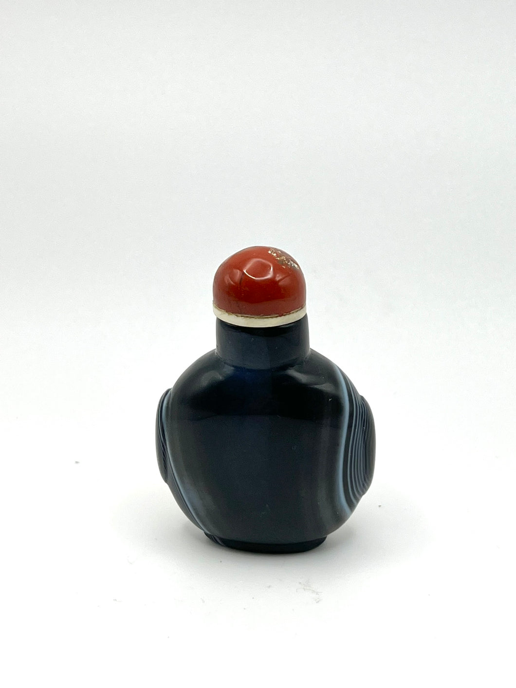 Vintage Black Agate Snuff Bottle with with Eyes