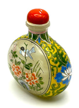 Load image into Gallery viewer, Vintage Painted Glass Snuff Bottle in Famille Rose Enamel with Qianlong Mark
