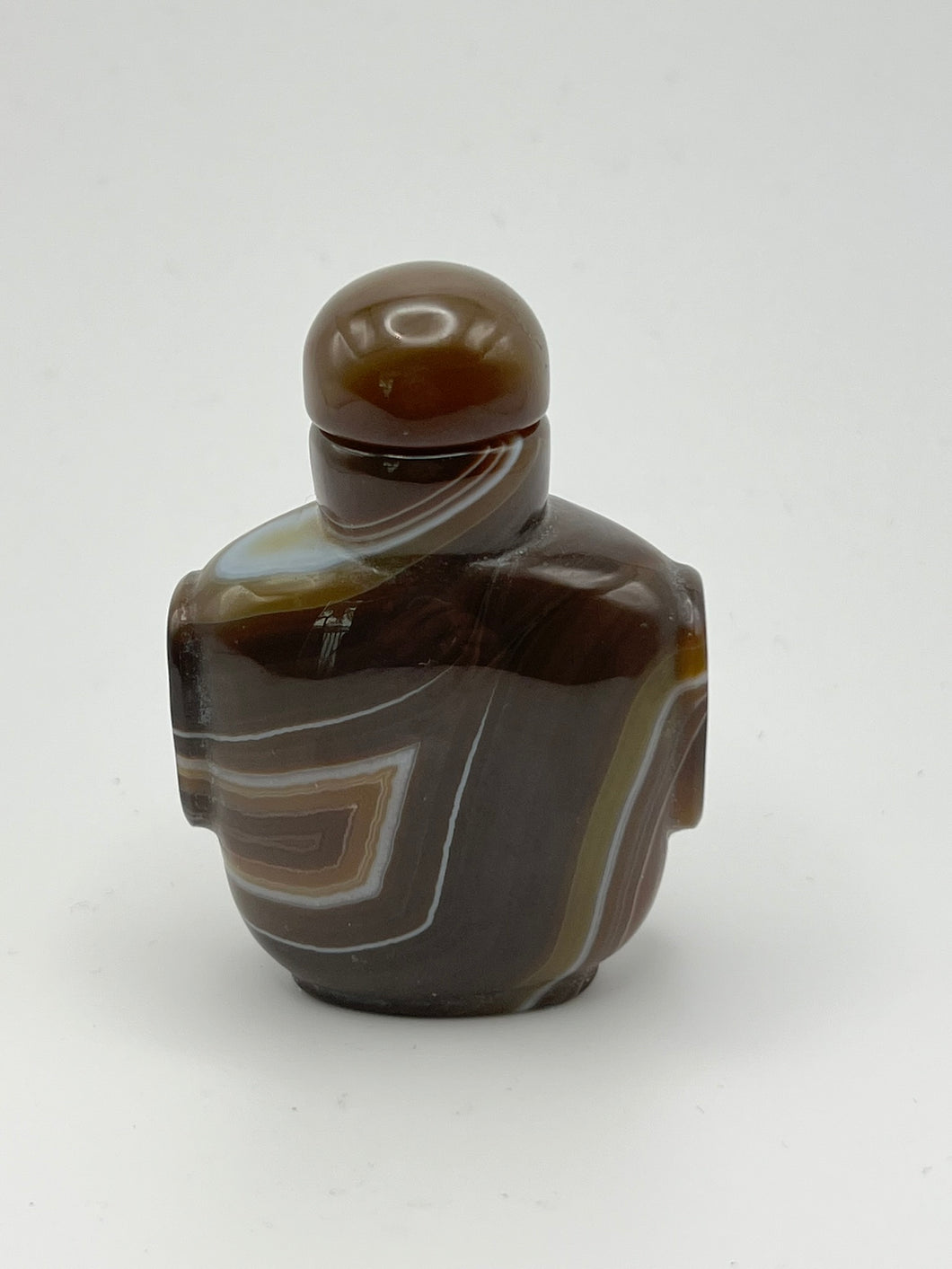 Snuff Bottle: Botswana Banded Agate Snuff Bottle with 