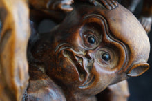 Load image into Gallery viewer, Vintage Root Carving of Monkeys and Peaches
