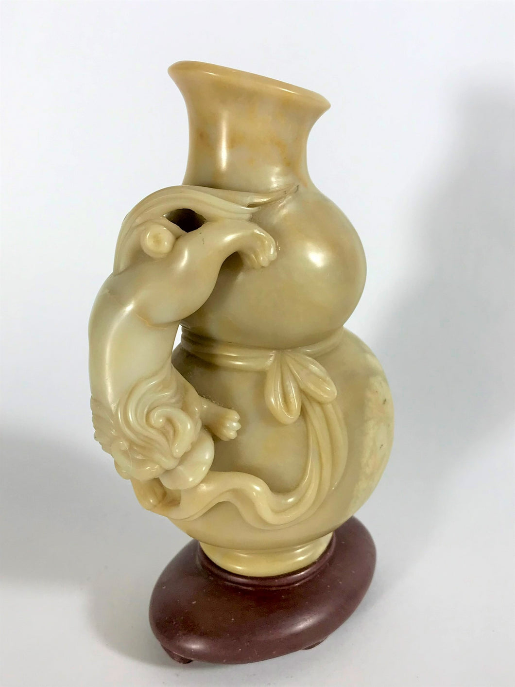 Soapstone:  Soapstone Carving of a Vase with a Mythical Creature
