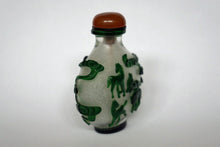 Load image into Gallery viewer, Vintage Frosted Glass Snuff Bottle with Eight Horses of King Mu
