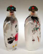 Load image into Gallery viewer, Snuff Bottle: Two Inside Painted Bottles with Insects and Butterflies
