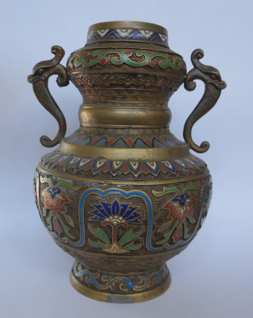 Bronze: A Large Vintage Champleve Vase