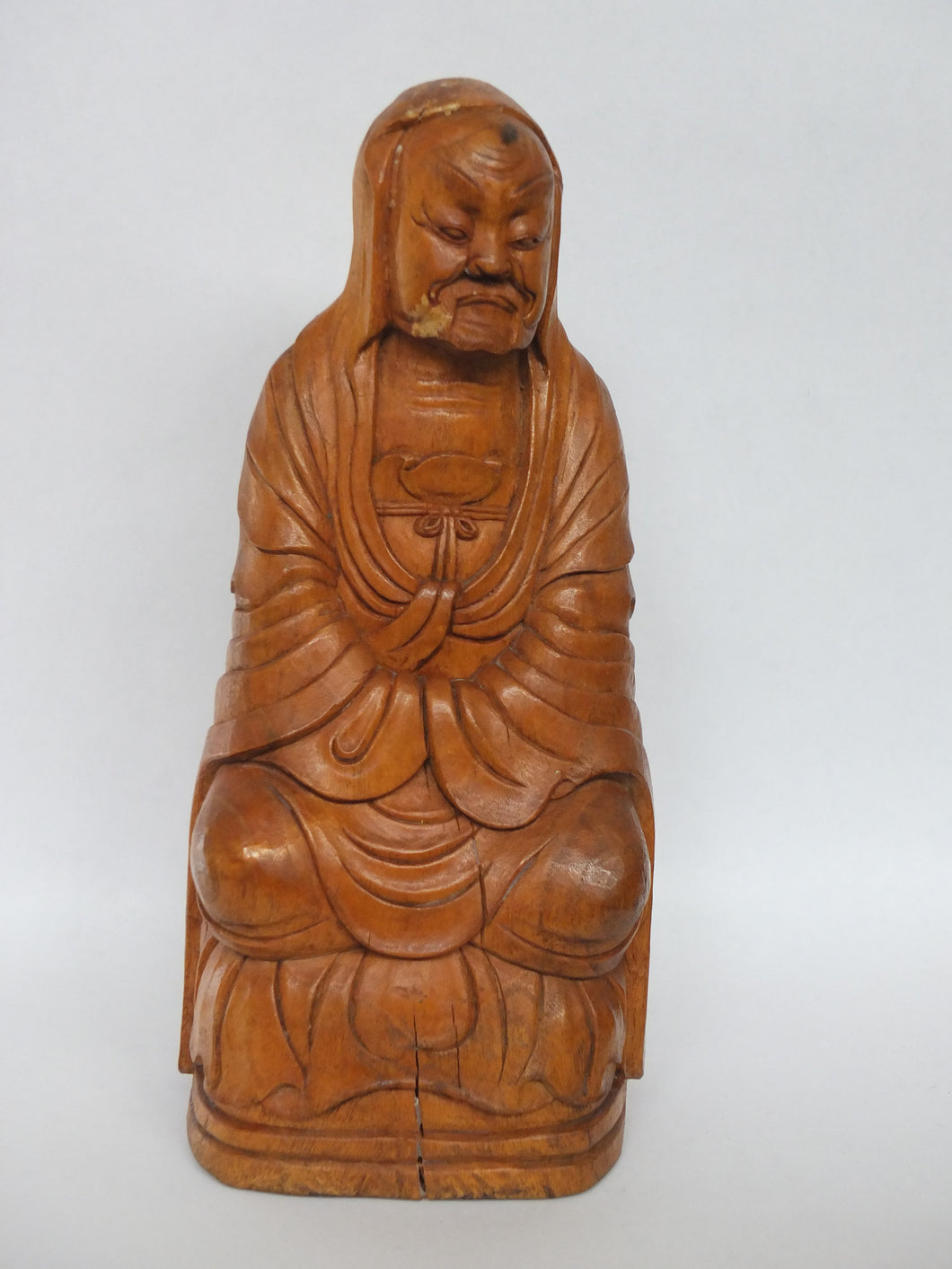 Vintage Bamboo Carving of a Monk identified as the 261st Zen Patriach