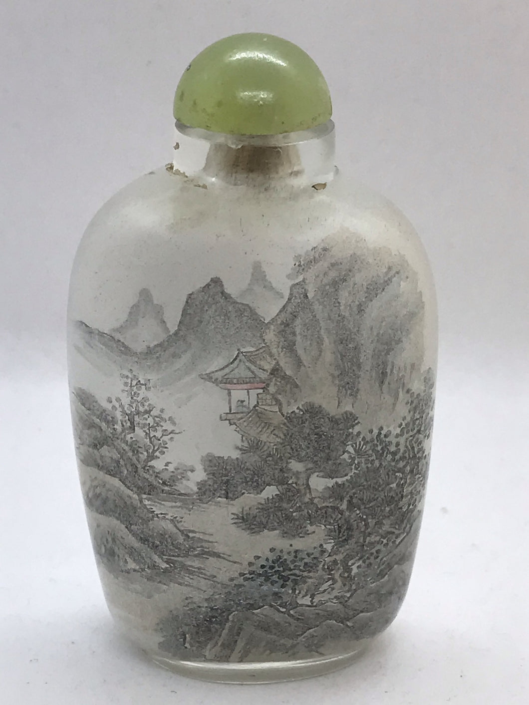 Snuff Bottle: Inside Painted Snuff Bottle with Landscape Painting