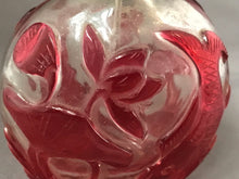 Load image into Gallery viewer, Snuff Bottle: Antique Beijing Glass Bottle with Red Overlay Design of Fish and Orchid
