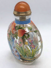 Load image into Gallery viewer, Snuff bottle: Clear Glass Bottle with Painted Enamel Flowers and Yongzheng Mark
