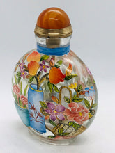 Load image into Gallery viewer, Snuff bottle: Clear Glass Bottle with Painted Enamel Flowers and Yongzheng Mark
