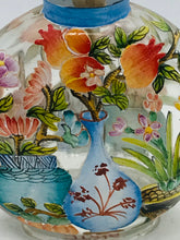 Load image into Gallery viewer, Snuff bottle: Clear Glass Bottle with Painted Enamel Flowers and Yongzheng Mark
