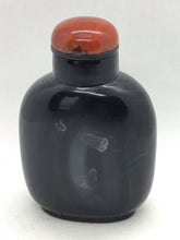 Load image into Gallery viewer, Snuff Bottle: Vintage Black Chalcedony Bottle with Eye
