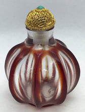 Load image into Gallery viewer, Snuff Bottle: Segmented Glass Bottle with Red Glass Overlay
