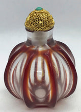 Load image into Gallery viewer, Snuff Bottle: Segmented Glass Bottle with Red Glass Overlay
